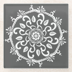 Manatee Mandala Glass Coaster