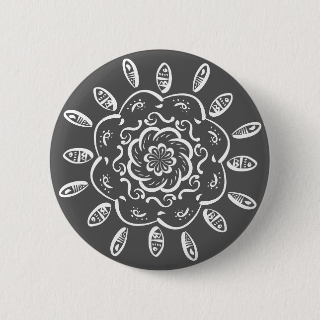 Manatee Mandala Pinback Button (Front)