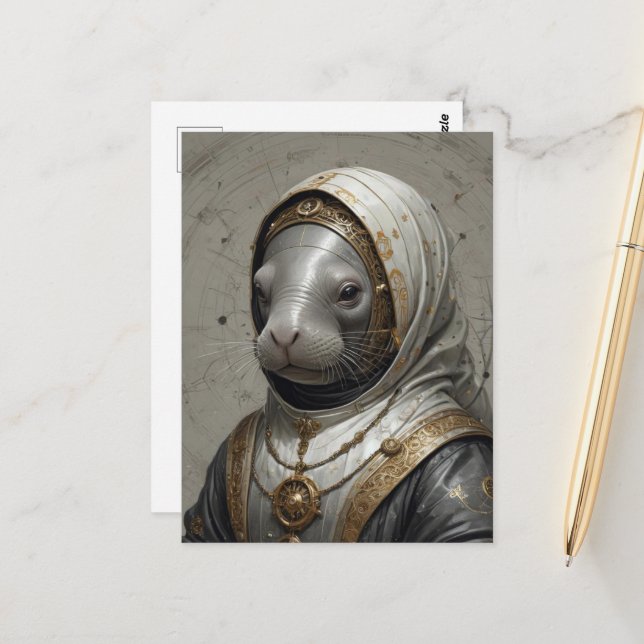 Manatee Nun Postcard (Front/Back In Situ)