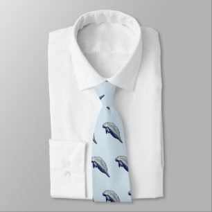 Manatee Painting Coastal Beach Pattern Neck Tie