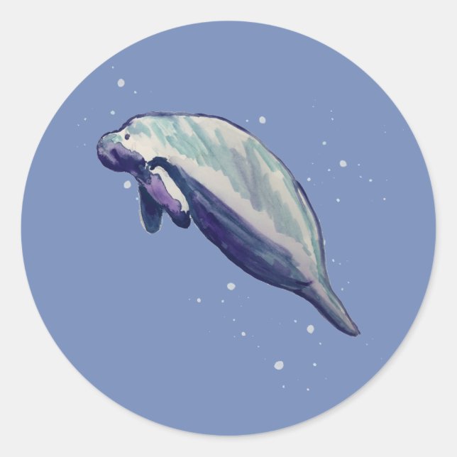 Manatee Painting Ocean Party Thank You Stickers (Front)