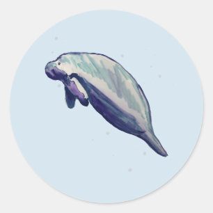 Manatee Painting Ocean Party Thank You Stickers