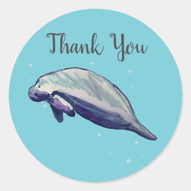 Manatee Party Thank You Stickers (Front)
