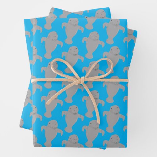 Manatee Pattern Animal Wrapping Paper Sheets