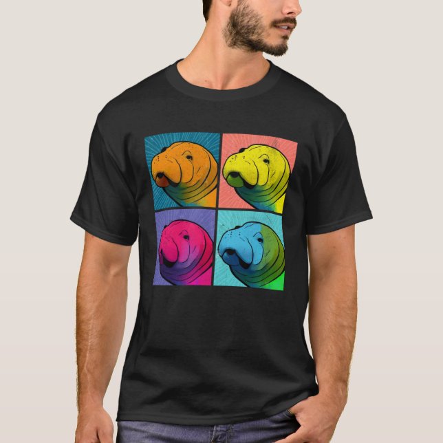 Manatee Pop Illustration Colorful Animal Women T-Shirt (Front)