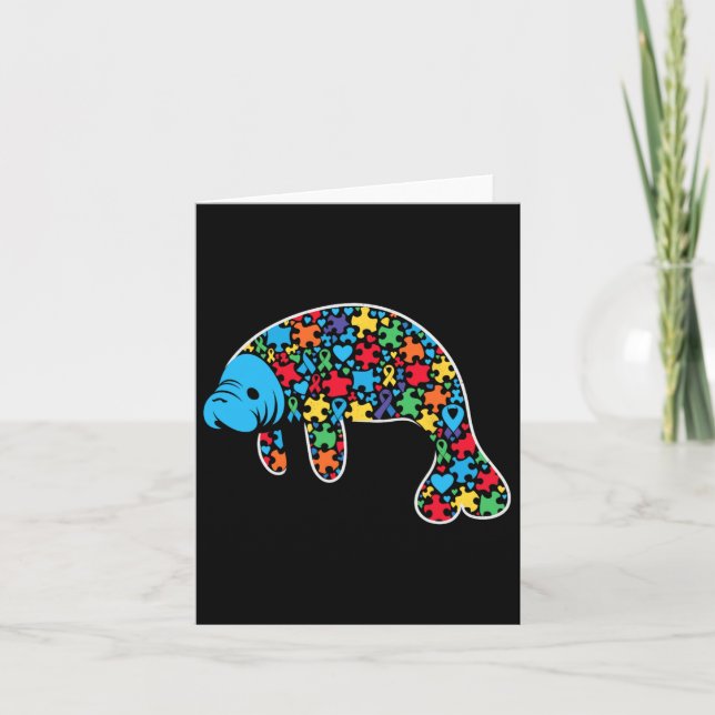Manatee Puzzle Autism Awareness Autistic Womens Me Card (Front)