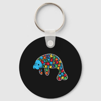 Manatee Puzzle Autism Awareness Autistic Womens Me Keychain