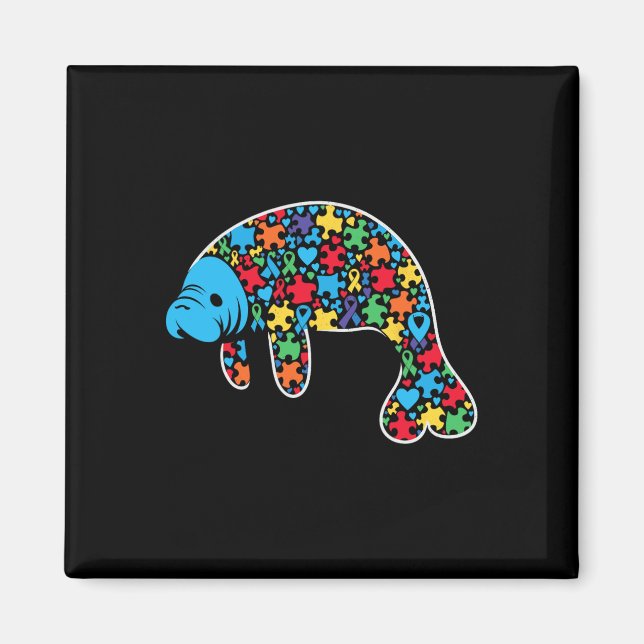 Manatee Puzzle Autism Awareness Autistic Womens Me Magnet (Front)