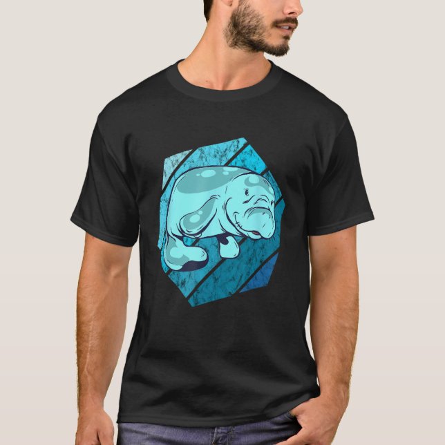 Manatee Retro Aquatic Animal Sea Cow  Cute Sea Ani T-Shirt (Front)