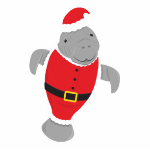 Manatee Santa Animal Christmas Ornament