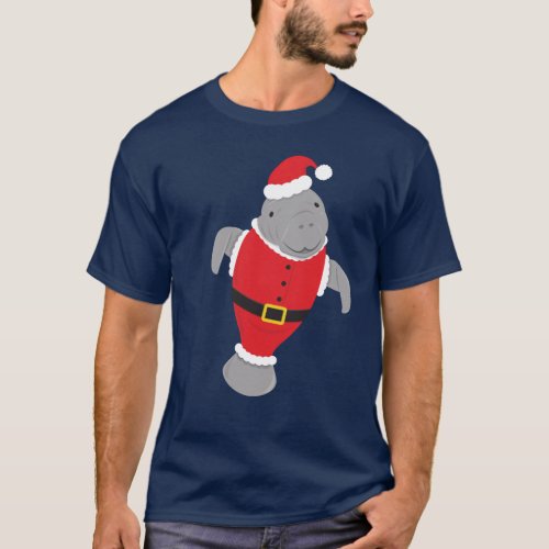 Manatee Santa Animal Christmas T_Shirt