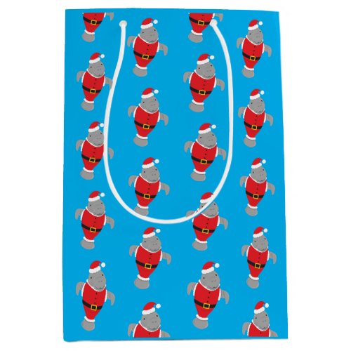 Manatee Santa Outfit Animal Novelty Christmas Medium Gift Bag