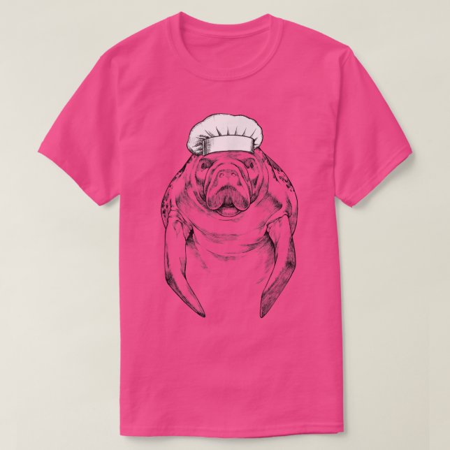 Manatee Sea Cow Animal Chef Funny Cooking Cook  T-Shirt (Design Front)