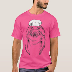 Manatee Sea Cow Animal Chef Funny Cooking Cook  T-Shirt