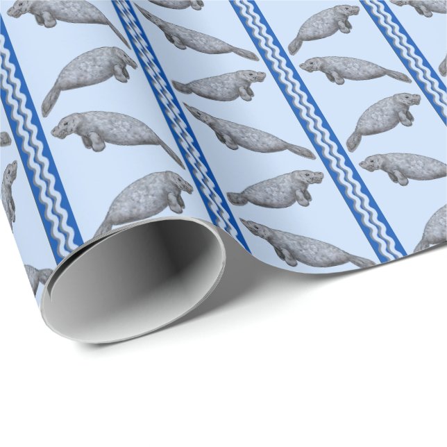 Manatee Stripe Wrapping Paper (Roll Corner)