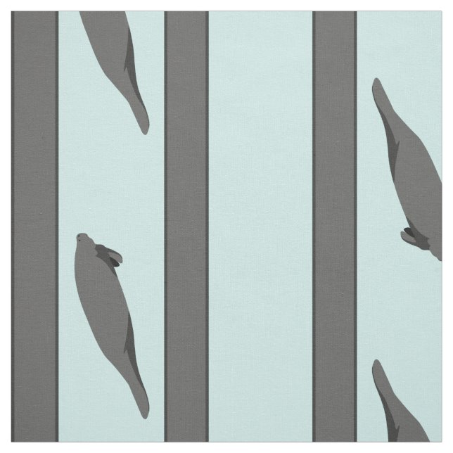 Manatee Stripes gray teal fabric (Swatch)
