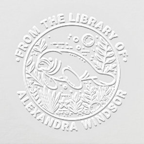 Manatee Swimming Under Water Library Book Name Embosser
