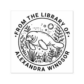 Manatee Swimming Under Water Library Book Name Self-inking Stamp