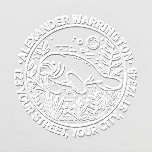 Manatee Swimming Under Water Name Return Address Embosser