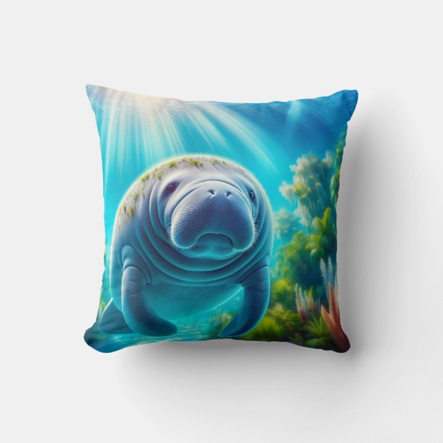 Manatee Throw Pillow (Front)