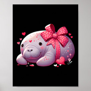 Manatee Valentine Hearts Animal Sea Ocean 1 Poster