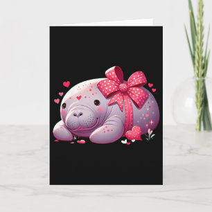 Manatee Valentine Hearts Animal Sea Ocean Card