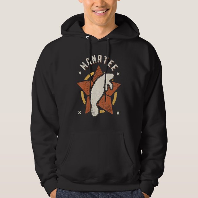 Manatee Vintage Retro Classic Animal Hoodie (Front)