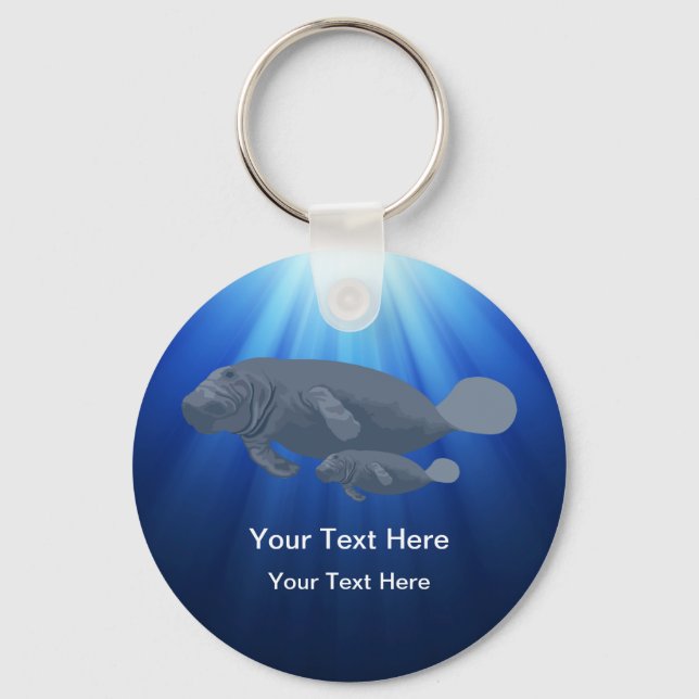 Manatee Wildlife Underwater Nature Keychains (Front)