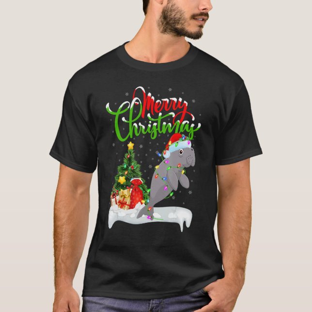 Manatee   Xmas Decorations Santa Manatee Christmas T-Shirt (Front)