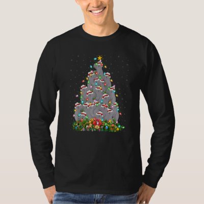 Manatee  Xmas Lights Santa Manatee Christmas Tree T-Shirt