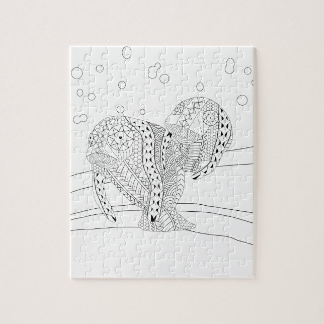 Manatees Adult Coloring Puzzle (Vertical)