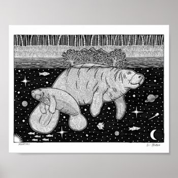 Manatees Poster by elihelman at Zazzle