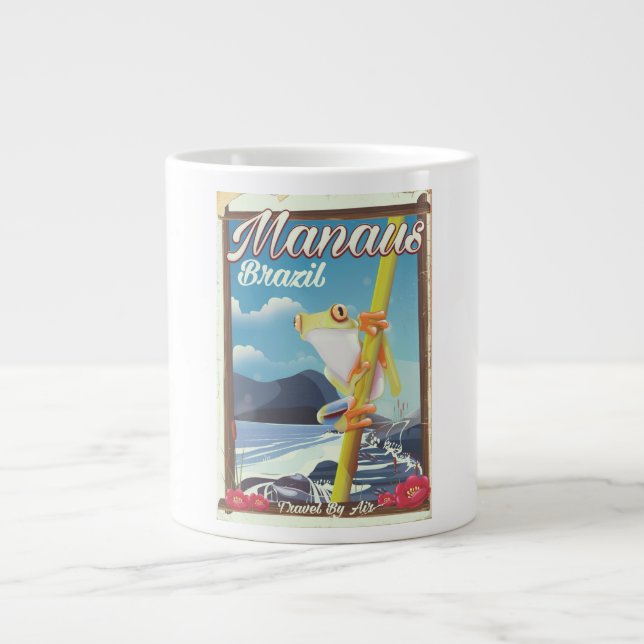 Manaus Brazil vintage travel poster Giant Coffee Mug (Front)