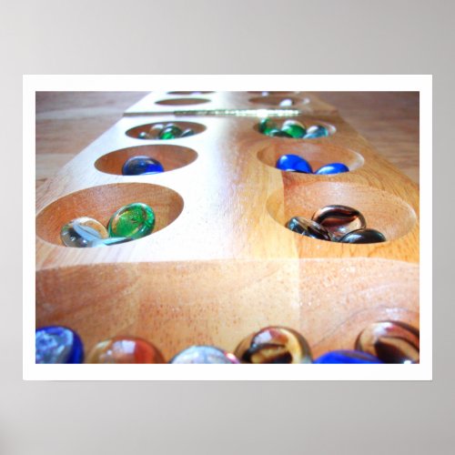 Mancala Board and Pieces Poster