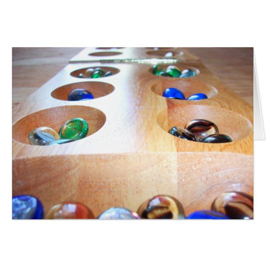 Mancala Board with Game Pieces Cards (Front Horizontal)