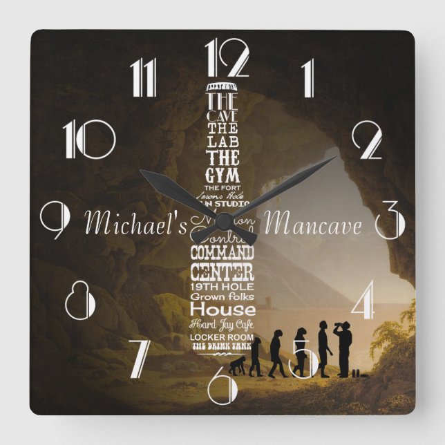 Mancave Personalized Square Wall Clock (Front)