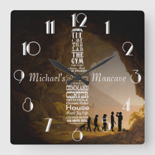 Mancave Personalized Square Wall Clock