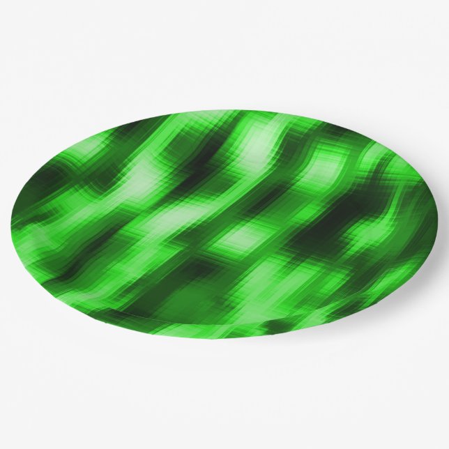 Manchado verde e preto estilo pastilhas de vidro paper plates (Angled)