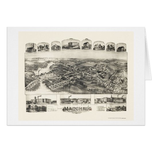 Manchaug, MA Panoramic Map - 1891 Cards (Front Horizontal)