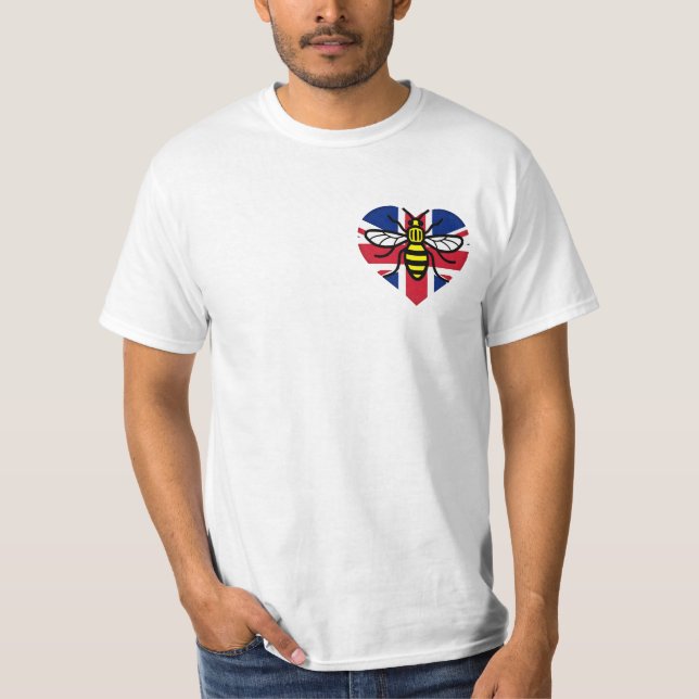 Manchester Bee and Union Jack Heart Solidarity T-Shirt (Front)