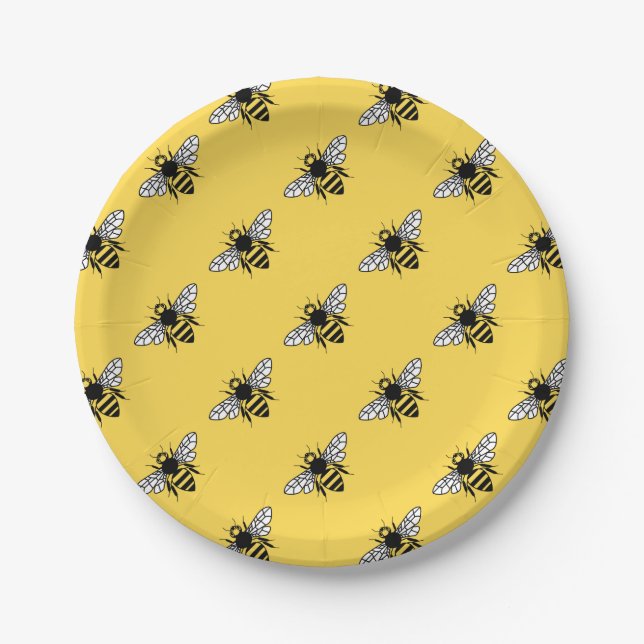Manchester Bee Paper Plates (Front)