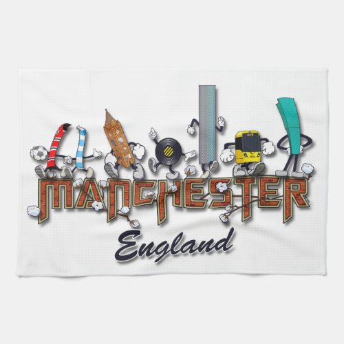 Manchester cartoon characters kitchen towel