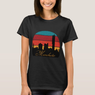 Manchester City Skyline Retro Synthwave Travel T-Shirt