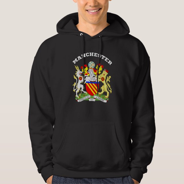 Manchester Coat Of Arms Souvenir Flag England Hoodie (Front)