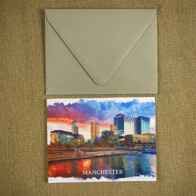 Manchester England City Panorama View Postcard (Manchester UK England Postcard)