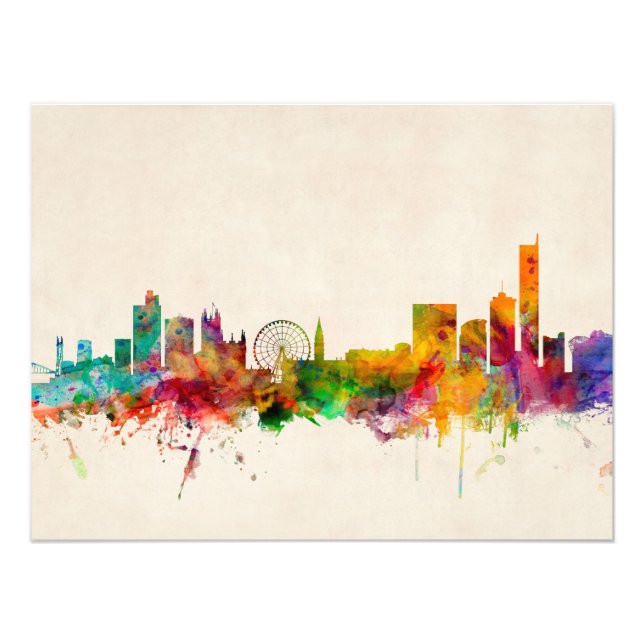 Manchester England Skyline Cityscape Photo Print (Front)