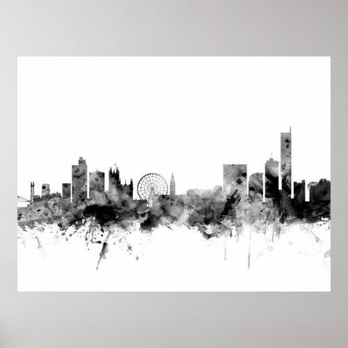 Manchester England Skyline Poster