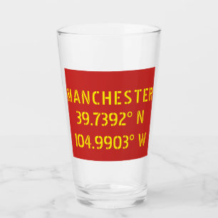 Manchester FC Colors Latitude Longitude Glass