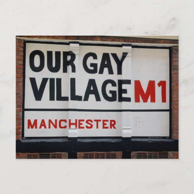 Manchester Gay Village sign postcard (Front)