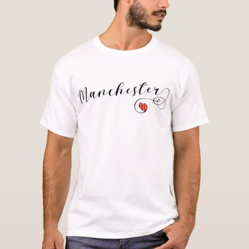 Manchester Heart Tee Shirt England